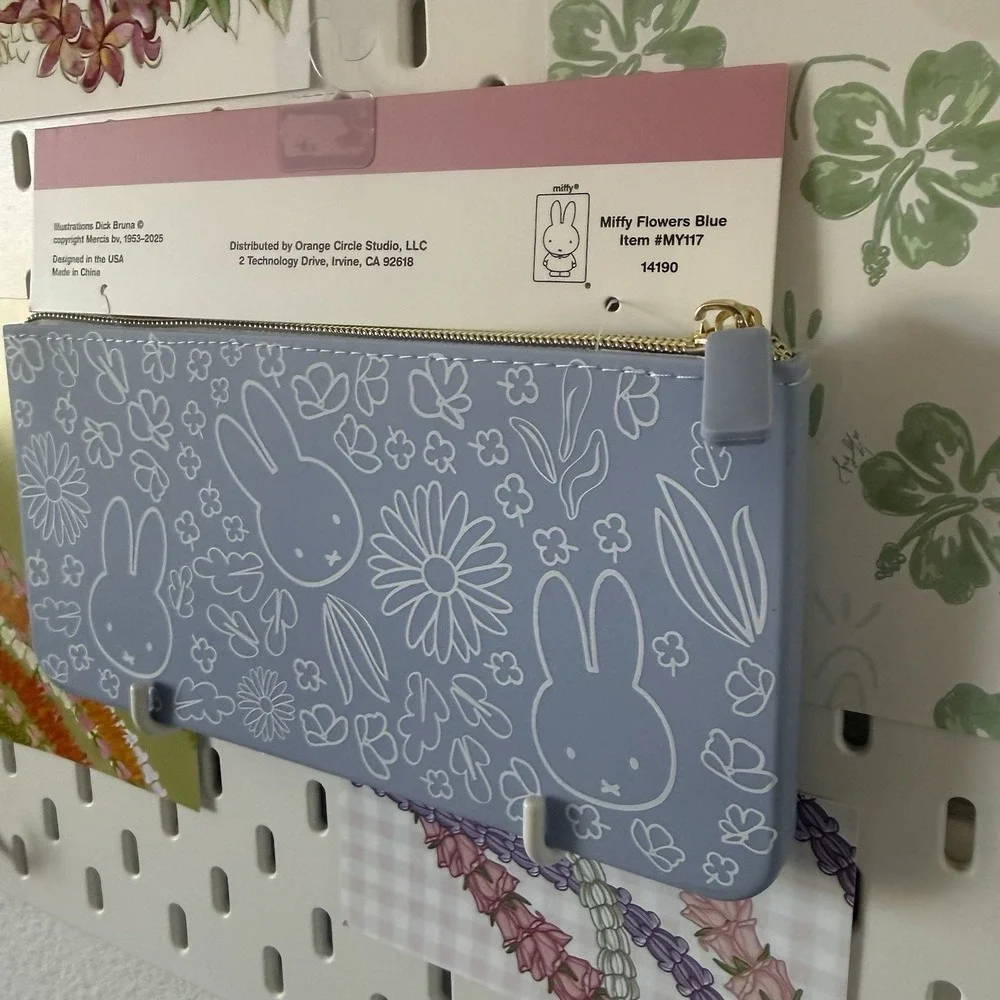 MIFFY Bunny‎ Flowers Lavender Blue Silicone Pencil Pouch 8.75